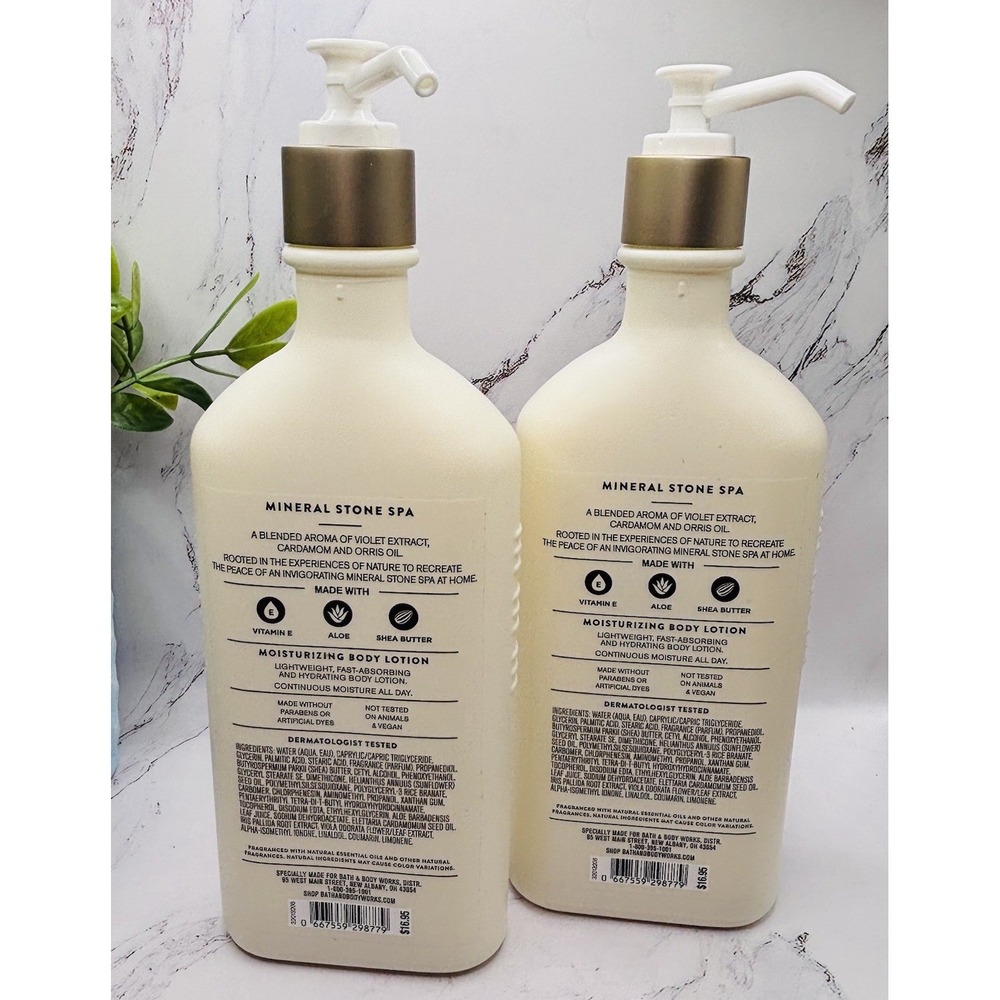 2 BATH & BODY WORKS AROMA ESSENTIAL OILS MINERAL STONE SPA MOISTURE LOTION - Picture 2 of 5